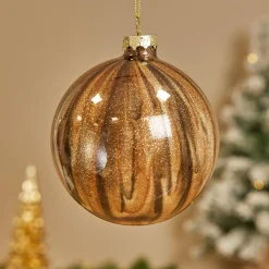 KOOPMAN Lot de 9 boules de Noël en verre (D100 mm) New York Brun scintillant Marron Outlet