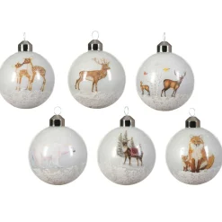KAEMINGK Lot de 12 boules de Noël en verre (D80 mm) Nature enneigée Blanc
