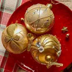 KAEMINGK Lot de 12 boules de Noël en verre (D80 mm) Altesse et perle Or Online