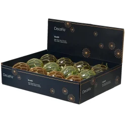 KAEMINGK Lot de 12 boules de Noël en verre (D80 mm) Chic pailleté or Multicolore Clearance