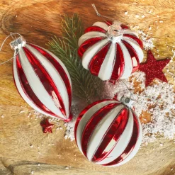 KAEMINGK Lot de 12 boules de Noël en verre (D80 mm) Christmas glam et Blanc Rouge Best