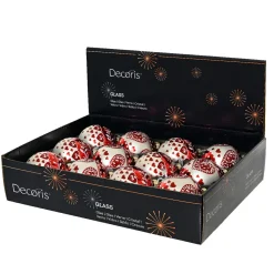 KAEMINGK Lot de 12 boules de Noël en verre (D80 mm) Cœur de Noël Rouge