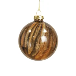 KOOPMAN Lot de 12 boules de Noël en verre (D80 mm) New York Brun scintillant Marron