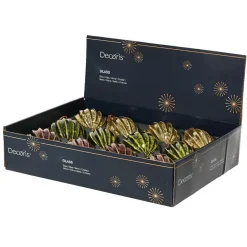 KAEMINGK Lot de 12 Boules de Noël en verre (D80 mm) Paillettes d'Or, vert et bordeaux Multicolore Best