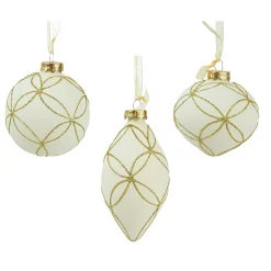 KAEMINGK Lot de 12 boules de Noël en verre (D80 mm) Paris pailleté Blanc laine Online