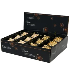KAEMINGK Lot de 12 boules de Noël en verre (D80 mm) Perle de Venise et perle Or Discount