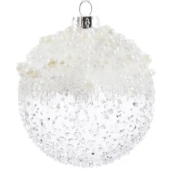 KAEMINGK Lot de 3 boules de Noël en verre (D80 mm) Mouchetée Blanc irisé Discount
