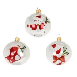 KOOPMAN Lot de 12 boules de Noël en verre (D80 mm) Noël Tradition nacré Blanc New