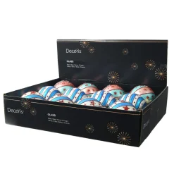 KAEMINGK Lot de 12 boules de Noël en verre (D80 mm) Grand Chapiteau Multicolore Bleu