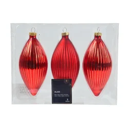 KAEMINGK Lot de 3 boules de Noël en verre (D60 mm) Goutte précieuse Rouge Outlet