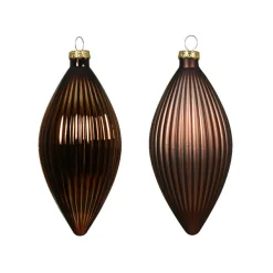 KAEMINGK Lot de 3 boules de Noël en verre (D60 mm) Goutte précieuse Brun café Best