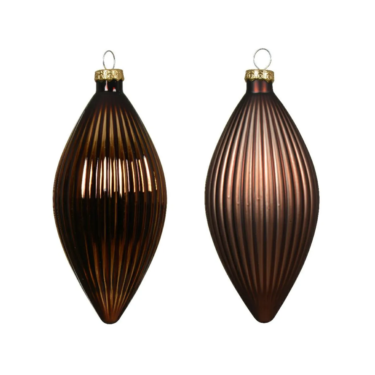 KAEMINGK Lot de 3 boules de Noël en verre (D60 mm) Goutte précieuse Brun café Best