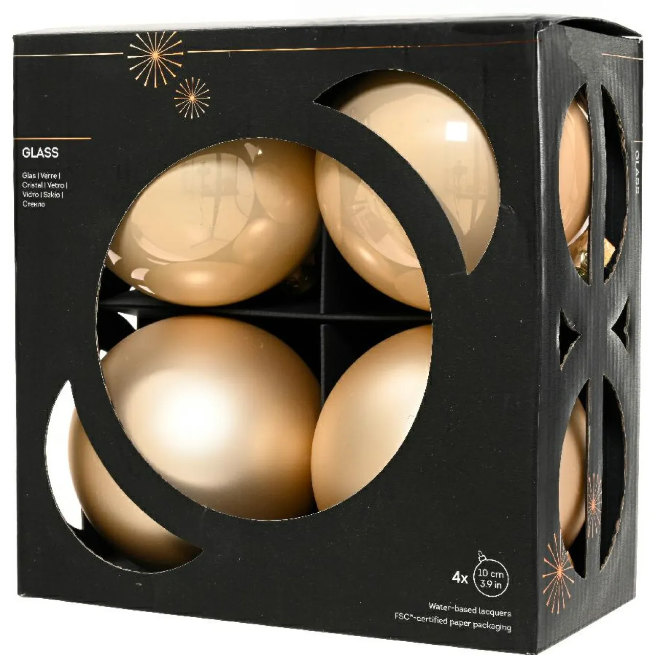 KAEMINGK Lot de 4 boules de Noël en verre (D100 mm) Boréal Perle Discount