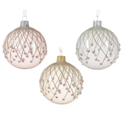 KAEMINGK Lot de 6 boules de Noël en verre (D80 mm) Vintage Reno et perle Rose Outlet