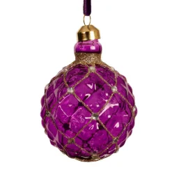 KAEMINGK Lot de 3 boules de Noël en verre (D80 mm) Carrat Violet Sale