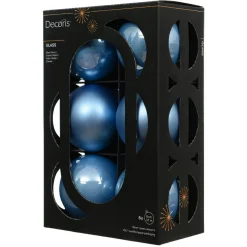 KAEMINGK Lot de 6 boules de Noël en verre (D80 mm) Boréal Bleu Ciel Hot