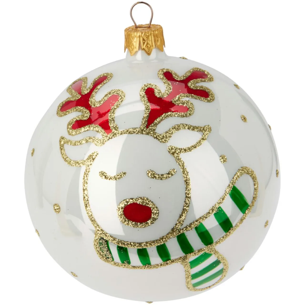 KOOPMAN Lot de 6 boules de Noël en verre (D100 mm) Mignonneries nacré Blanc Sale