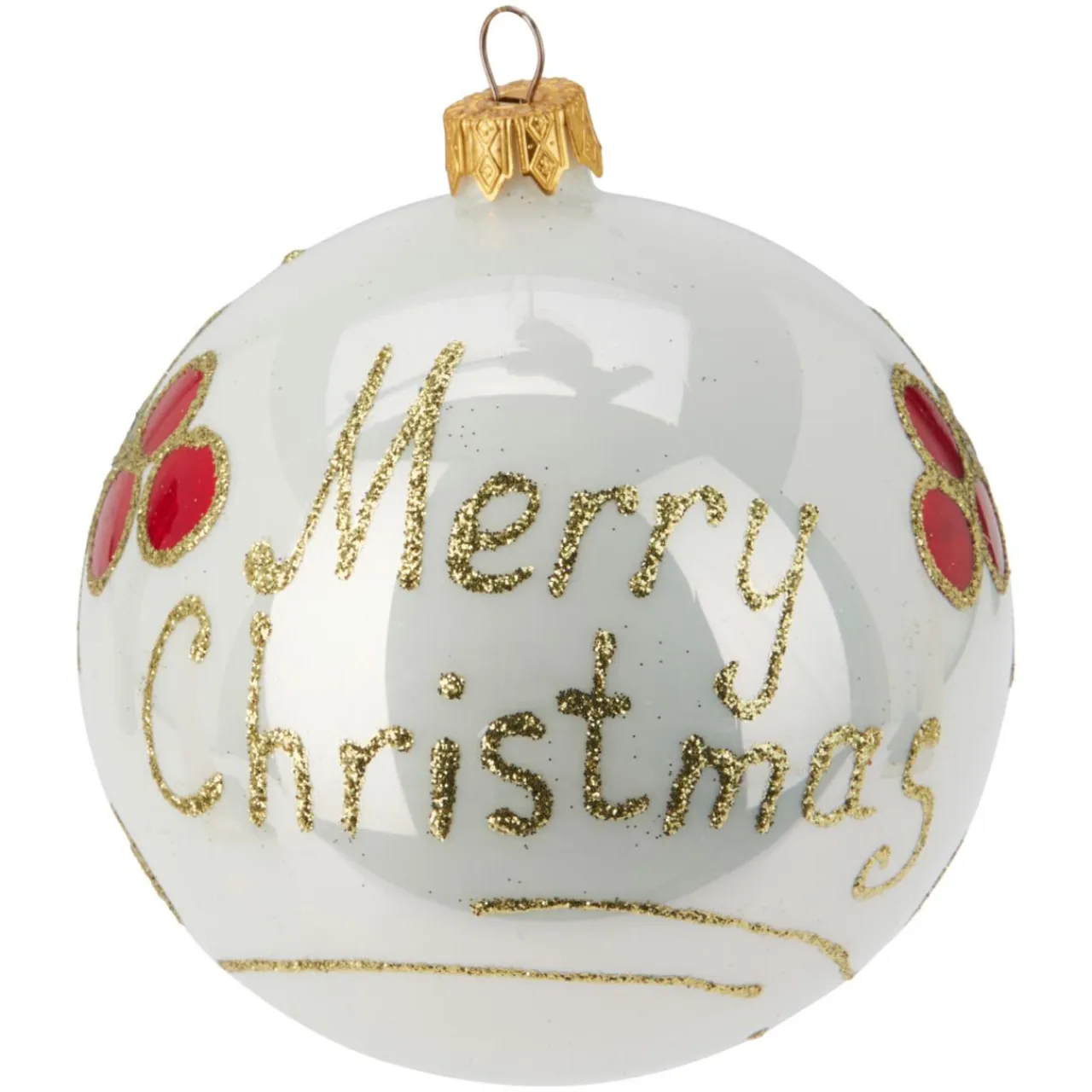 KOOPMAN Lot de 6 boules de Noël en verre (D100 mm) Mignonneries nacré Blanc Sale