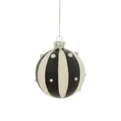 JJA Lot de 3 boules de Noël en verre (D80 mm) Carnaval d'Hiver et Blanc Noir Best