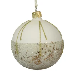 KAEMINGK Lot de 6 boules de Noël en verre (D80 mm) Ballotine Blanc laine Online