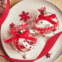 KAEMINGK Lot de 12 boules de Noël en verre (D80 mm) Sölden et blanc Rouge Sale