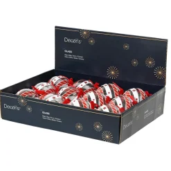 KAEMINGK Lot de 12 boules de Noël en verre (D80 mm) Sölden et blanc Rouge Sale
