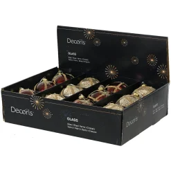 KAEMINGK Lot de 12 boules de Noël en verre (D100mm) Feu d'artifice et Bordeaux Perle Discount