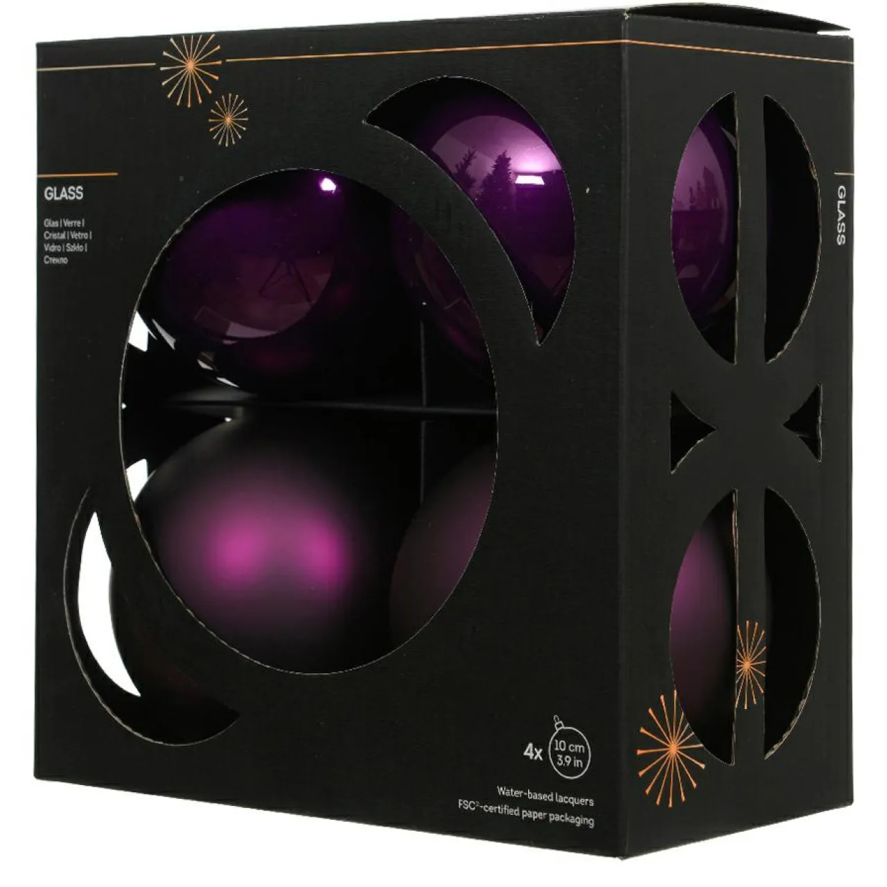 KAEMINGK Lot de 4 boules de Noël en verre (D100 mm) Boréal Figue Violet Sale