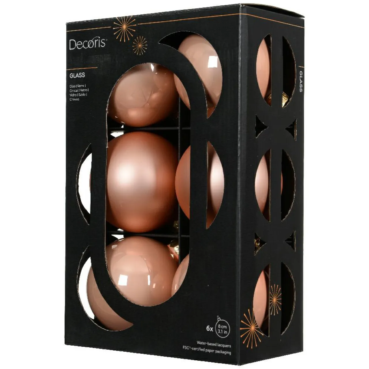 KAEMINGK Lot de 6 boules de Noël en verre (D80 mm) Boréal Pêche Outlet