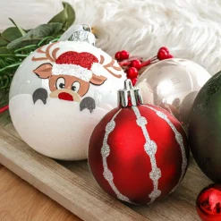 KAEMINGK Lot de 6 boules de Noël en verre (D80 mm) Filou Blanc Sale