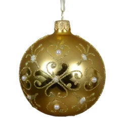 KAEMINGK Lot de 6 boules de Noël en verre (D80 mm) Baroque clair Or New