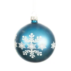 KAEMINGK Lot de 6 boules de Noël en verre (D80 mm) Flocon de neige Bleu pétillant Online