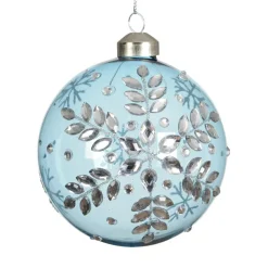 KAEMINGK Lot de 2 boules de Noël en verre (D100 mm) Glace de diamant Bleu Ciel