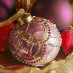 KAEMINGK Lot de 2 boules de Noël en verre (D80 mm) Princesse Rose Vieux rose Sale