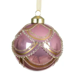KAEMINGK Lot de 2 boules de Noël en verre (D80 mm) Princesse Rose Vieux rose Sale
