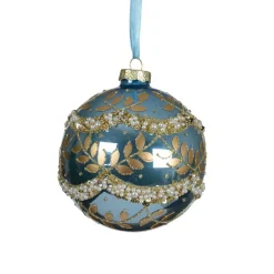 KAEMINGK Lot de 2 boules de Noël en verre (D100 mm) Perle glacée Bleu Discount