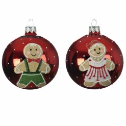 KAEMINGK Lot de 6 boules de Noël en verre (D80 mm) Petit biscuit Rouge Clearance