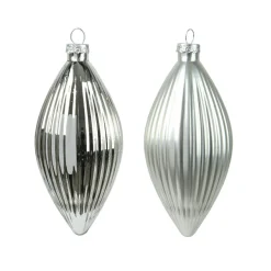 KAEMINGK Lot de 3 boules de Noël en verre (D60 mm) Goutte précieuse Argent Discount