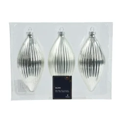KAEMINGK Lot de 3 boules de Noël en verre (D60 mm) Goutte précieuse Argent Discount