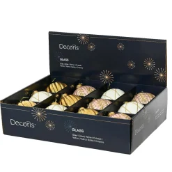 KAEMINGK Lot de 12 boules de Noël en verre (D100 mm) Rêverie , rose et blanc Or Clearance