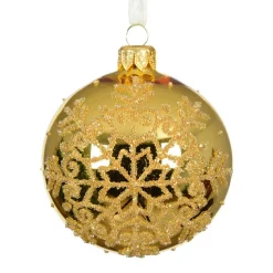 KAEMINGK Lot de 6 boules de Noël en verre (D80 mm) Flocon pailleté Or Online