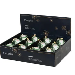 KAEMINGK Lot de 12 boules de Noël en verre (D80 mm) Lutins joyeux Vert romarin New