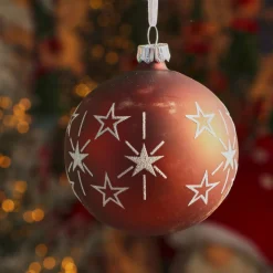 KAEMINGK Lot de 6 boules de Noël en verre (D80 mm) Etoiles en fête Brun café Online