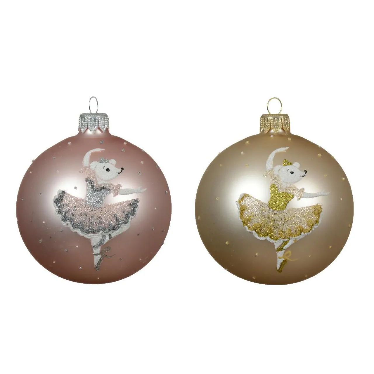 KAEMINGK Lot de 6 boules de Noël en verre (D80 mm) Ballerines et perle Rose Clearance