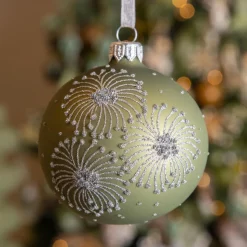 KAEMINGK Lot de 6 boules de Noël en verre (D80 mm) Feux d'artifice Vert romarin Discount