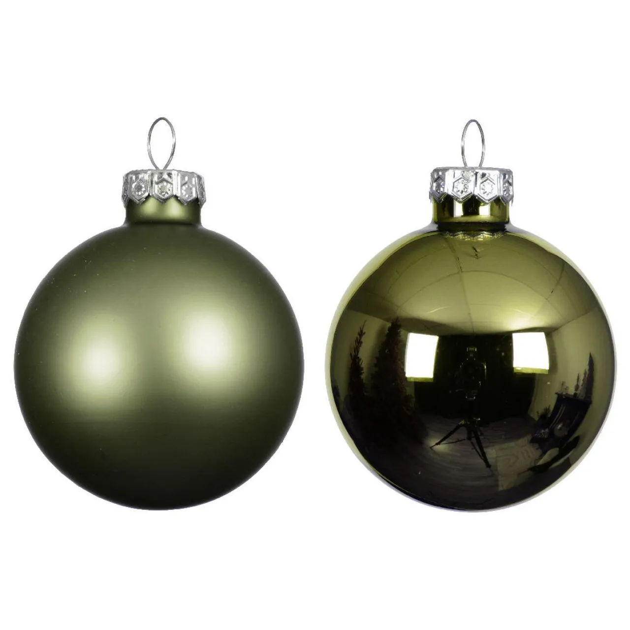 KAEMINGK Lot de 4 boules de Noël en verre (D100 mm) Boréal Vert romarin Best