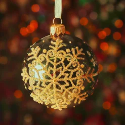KAEMINGK Lot de 6 boules de Noël en verre (D80 mm) Flocon pailleté Vert sapin Online