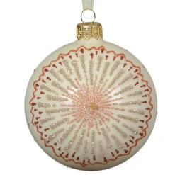 KAEMINGK Lot de 6 boules de Noël en verre (D80 mm) Médaillon étoilé Blanc laine Clearance