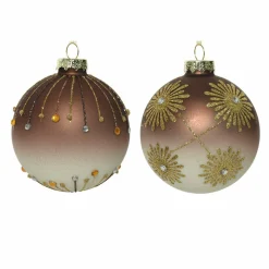 KAEMINGK Lot de 3 boules de Noël en verre (D80 mm) Musc Marron New