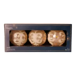 KAEMINGK Lot de 3 boules de Noël en verre (D80 mm) Castel Perle Online